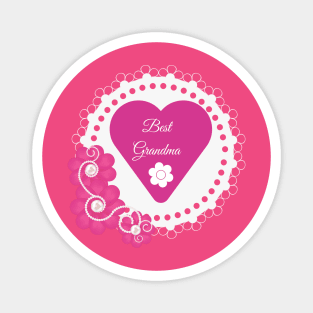 Best Grandma with hearts and Flowers Pink Magnet